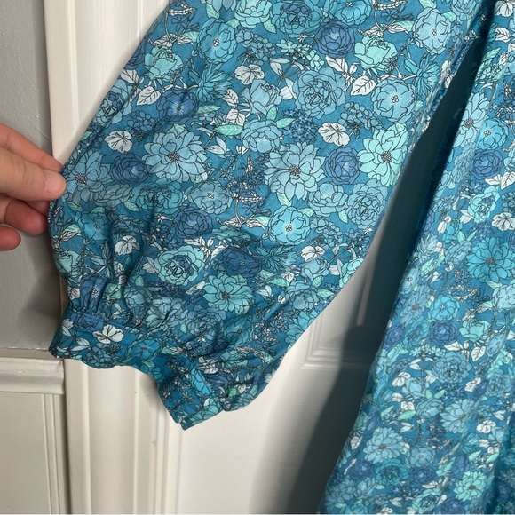 Beverly Drive Tuckernuck Blue Floral Tiered Mini Dress Retro Cottagecore S - Picture 8 of 12
